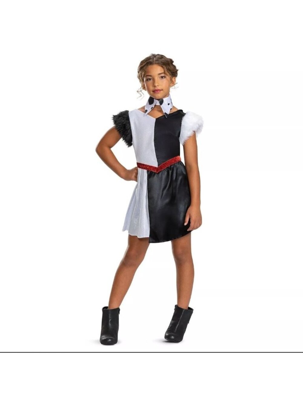 Girls L Disney Cruella De Vil Costume Dalmations Style Black White New